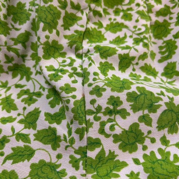 Vtg Straight Leg High Rise Pants Small Green Floral Leaf Mod Career Cottage - Picture 2 of 3